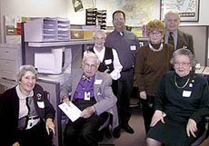HWVTIC volunteers from left to right: Eva Slonitz, Gerry Gerard, Kristine Belfoure, Arnold Levine (back left), Jean Cauthen, Tom Cauthen (back right) and Bess Kaufman
